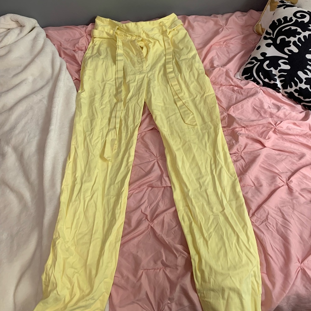 Antonio Melani yellow high rise dress pants with tie